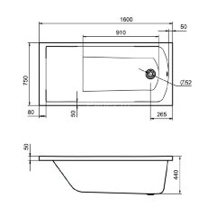 Ванна акриловая Santek Фиджи 160х75, белая
