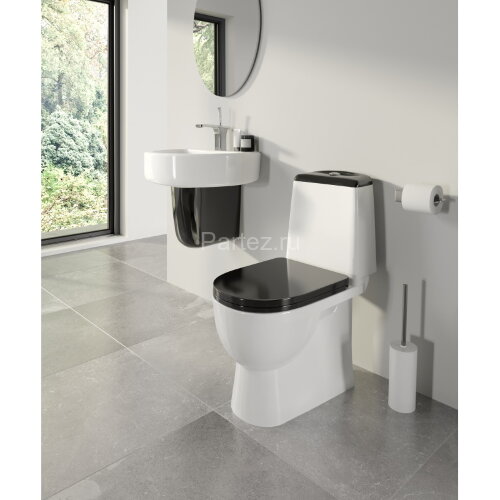 Унитаз-компакт Sanita Luxe Best с быстросъемным сидением микролифт и черной крышкой