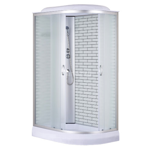 Душевая кабина Loranto 120х80х215 левосторонняя, поддон 13см, белый кирпичный узор, матовое стекло 4мм, профиль хром (CS6612013LFW120)