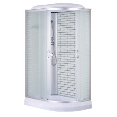 Душевая кабина Loranto 120х80х215 левосторонняя, поддон 13см, белый кирпичный узор, матовое стекло 4мм, профиль хром (CS6612013LFW120)