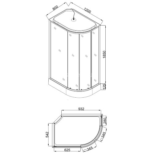 Душевая кабина Loranto 120х80х215 левосторонняя, поддон 13см, белый кирпичный узор, матовое стекло 4мм, профиль хром (CS6612013LFW120)