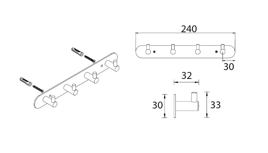 Крючок Fixsen Hotel, Хром (FX-31005-4)