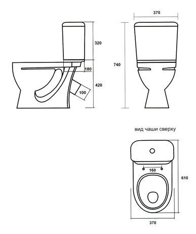 Унитаз-компакт Sanita Стандарт комфорт, антивсплеск, микролифт, белый (WC.CC/Standart/2-DM/WHT.G/S1)