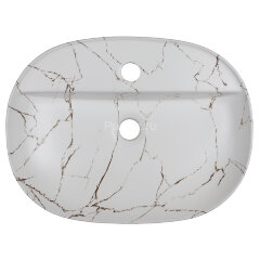 Раковина накладная Azario 505х385х120 овальная, светлый мрамор (AZ-2202-M851)