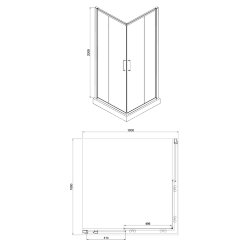 Душевое ограждение Azario GREENWOOD 1000х1000х1850, БЕЗ ПОДДОНА, прозрачное стекло 6 мм, цвет профиля серебро (AZ-NNE1142 1000)