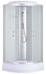 Душевая кабина Loranto 100х100х215 поддон 25 см, белый кирпичный узор, стекло 4 мм, профиль хром (CS-6610-25FW 100)