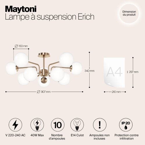 Потолочная люстра Maytoni MOD221PL-10G