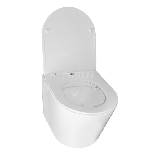 Унитаз подвесной Azario Teramo 480х365х360 безободковый, в комплекте с сидением микролифт, белый (AZ