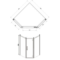 Душевое ограждение Azario ONTARIO 900х900х2000, без поддона, прозрачное стекло 8 мм, цвет профиля золото (AZ-NBB3231 900 GOLD)