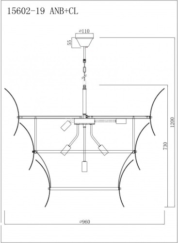 Подвесная люстра iLamp 15602-19 ANB+CL