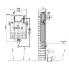Бачок сливной скрытого монтажа для унитаза OLI 80 (CB01000885070/CB01000052624)