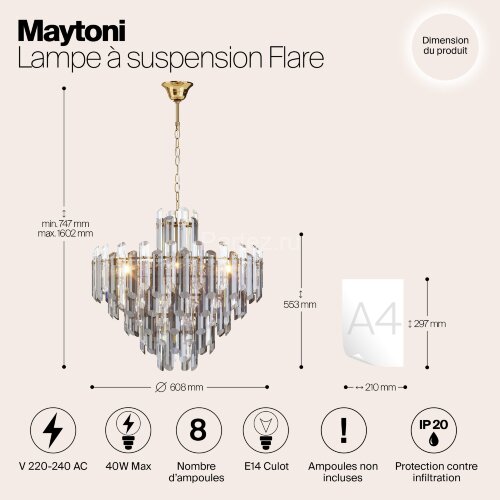 Подвесная люстра Maytoni DIA200PL-08G