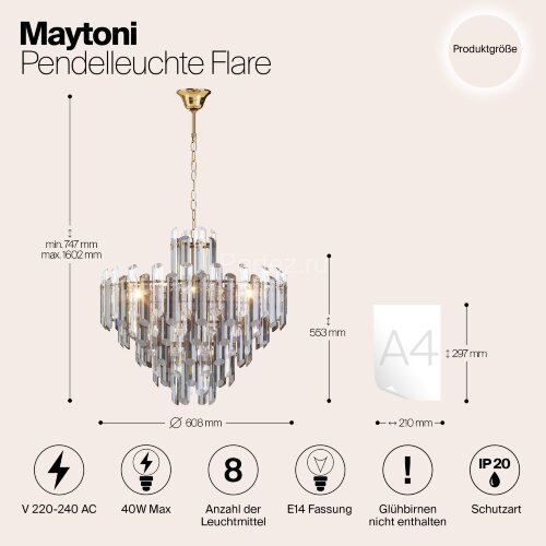Подвесная люстра Maytoni DIA200PL-08G