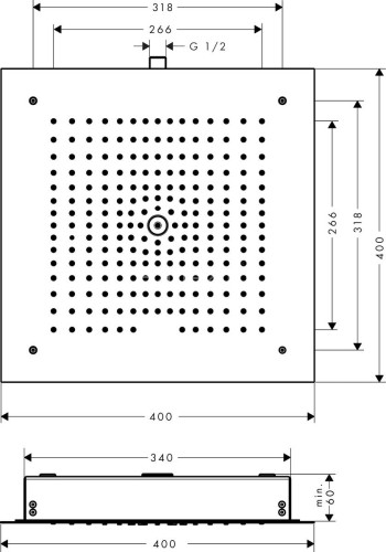Hansgrohe 26252000 Верхний душ Raindance E Air 1jet, 400 x 400 мм