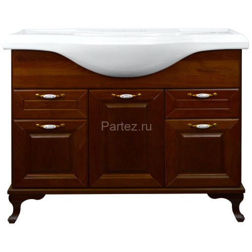 Комплект тумба Пандора 1050 темный орех (массив Бук) с раковиной Classic 105 (Кировит)