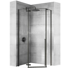 Душевое ограждение Loranto NEO 90x90x195 прозрачное закаленное стекло 8 мм, Easy clean, профиль черный, без поддона (CS-22107B)