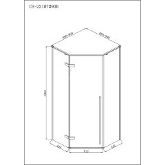Душевое ограждение Loranto NEO 90x90x195 прозрачное закаленное стекло 8 мм, Easy clean, профиль черный, без поддона (CS-22107B)