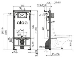 Инсталляция Alcadrain AM101/1120-4:1 RU для унитаза с белой клавишей смыва M570 (AM101/1120-4:1 RU M
