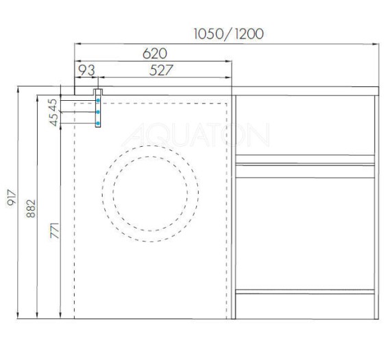 Раковина - столешнца AQUATON Лондри 1200 белая, правая (1A72243KLH010)