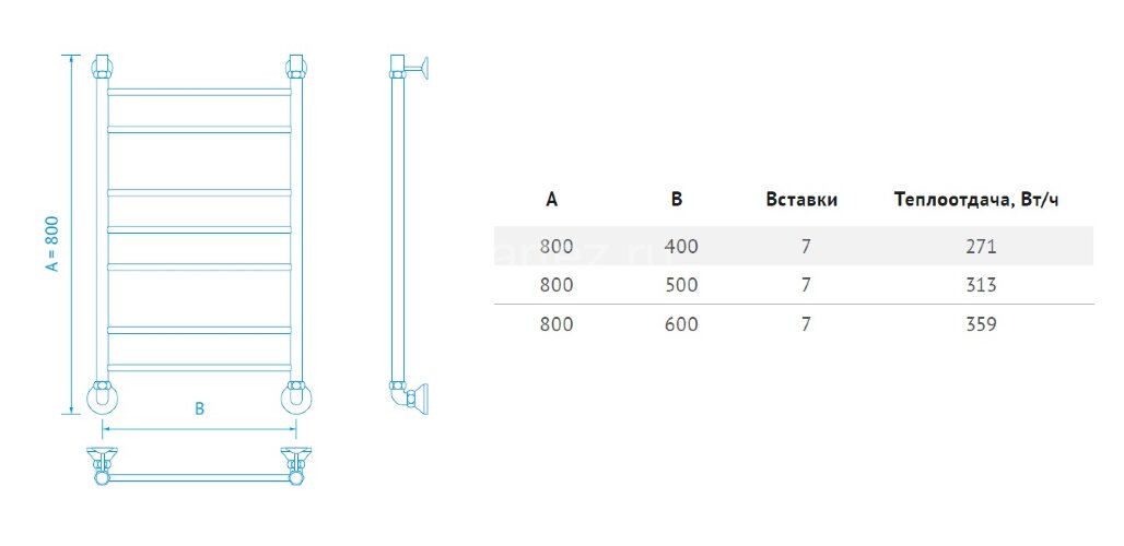Полотенцесушитель водяной Маргроид Лесенка "Вид 10" без полки 80х40 (комплект), хром