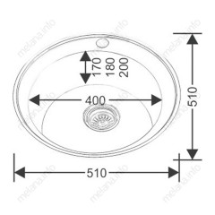 Мойка 510 MELANA 0,6/170 МАТОВАЯ в ИУ врезная круглая  с сифоном (018M ti *12)