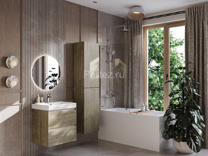 Тумба под раковину Roca Ona 600 подвесная, 2 ящика, темный вяз (A857613511)