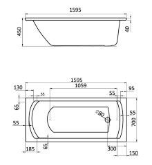 Ванна акриловая Santek Монако прямоугольная 160х70, белая