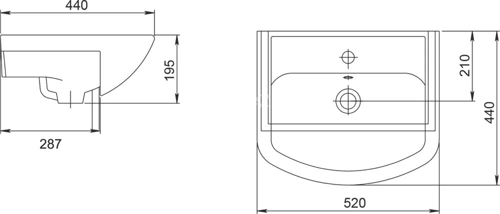 Тумба под раковину Onika Эко 52 напольная, правая, Black дуб сонома (105208)