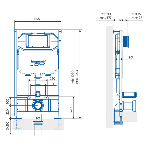 СЕТ IDROSPANIA: Инсталляция TABARCA + кнопка к инсталляции Belen хром глянец (40230+30361)