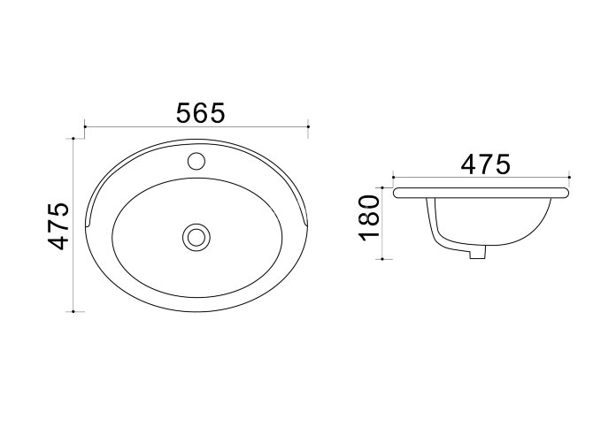 Раковина Azario 56,5х47,5х18 встраиваемая, белая (AZ-404)