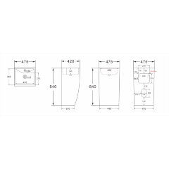 Раковина напольная Azario COMELLA 480х420х830 отдельностоящая прямоугольная, белый (AZ-314)
