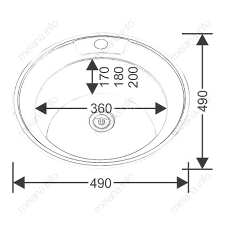 Мойка 490 MELANA 0,6/170 ДЕКОР врезная круглая с сифоном  (151Dta*16)