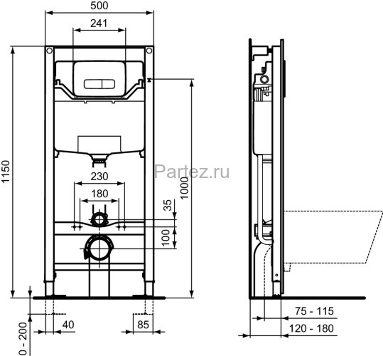 Промо комплект Ideal Standard I.life B состоящий из подвесной унитаз i.life B, тонкое сидение Ideal 