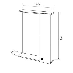 Зеркало-шкаф Loranto Моника 50 без светильника, правостороннее, 500х695х135