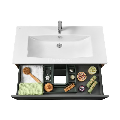 Тумба под раковину AQUATON Сохо 100 подвесная, Слэйт\Галька серая (1A258201AJ9A0)