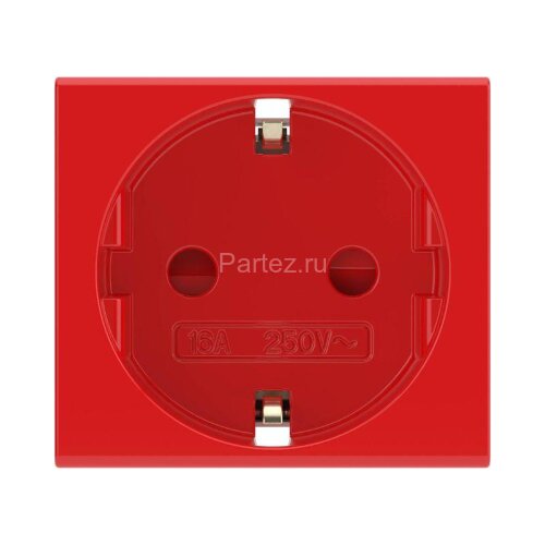 Розетка 1-м 2мод. Viva 16А IP20 2P+E с заземл. защ. шторки красн. DKC 45015