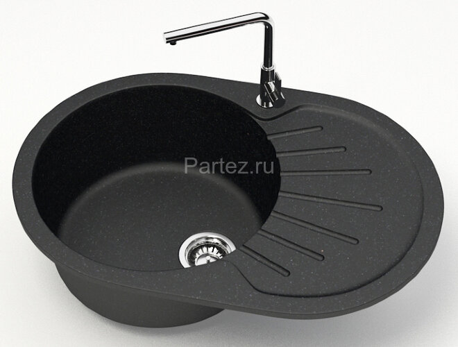 Кухонная мойка AZARIO Flora 730x450x215 искусственный мрамор, цвет черный (CS00079913)