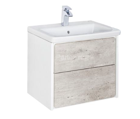 Тумба под раковину Roca Ronda, 60 см, с ящиками, бетон/белый глянец (Z.RU93.0.300.2)