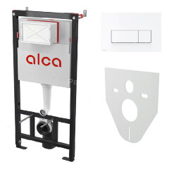 Set: Инсталляция Alcadrain с двойной кнопкой смыва хром глянец + звукоизоляционная плита