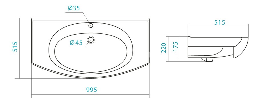 Раковина Santek "Энигма-100", белая (1.WH20.7.777)