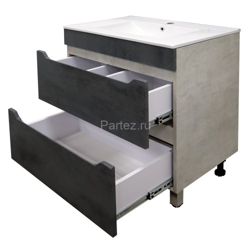 Комплект тумба Loranto Florena 70 710х470х810 напольная, с раковиной Azario Leon, темный бетон (CS00