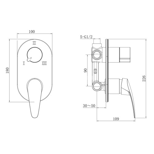 Смеситель Lemark Linara LM0428C для ванны и душа, встраиваемый