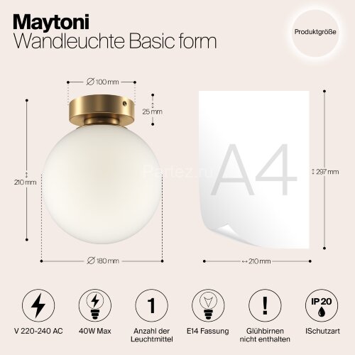 Настенно-потолочный светильник Maytoni MOD321WL-01G2