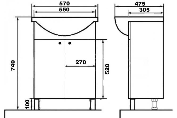 Комплект тумба Моника New 55 напольная 550х830х300 с раковиной Арго 55 (CS00076239)