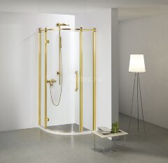 Душевое ограждение Azario ONTARIO 900х900х2000 L без поддона, прозрачное стекло 8 мм, цвет профиля золото (AZ-NBB2231-L 900 GOLD)