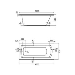 Ванна акриловая Santek МОНАКО XL прямоугольная 160х75 белая