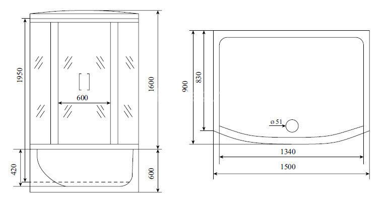 Timo Lux T-7750 душевая кабина (150*88*220), шт