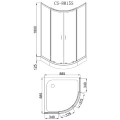 Душевое ограждение LORANTO 90х90х215 с низким поддоном13см, серое закаленное стекло 4мм, профиль хром (CS-8015GB 90)
