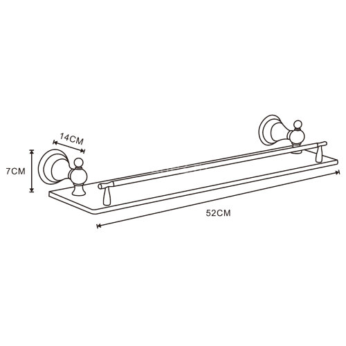 Полка Azario ELVIA стеклянная 52 см, золото (AZ-91103G)