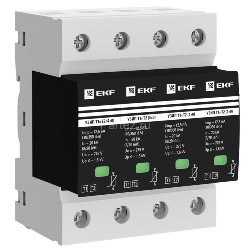 Устройство защиты от импульсных перенапряжений Т1+Т2; Iimp-12.5kA; In-20kA; Uc-275В; 4+0 PROxima EKF